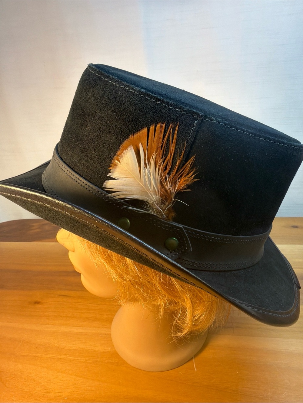 VTG Stoker Steampunk Hatter Black Genuine Suede Handcrafted USA Western Hat Sz 7